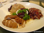 Barbequed Trio Combination (明炉港式拼盘) containing (clockwise from top) jellyfish, roasted duck, soy sauce chicken