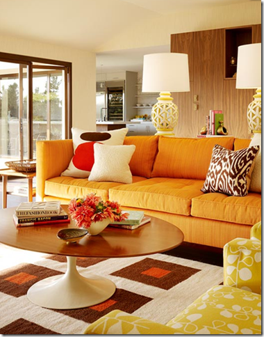 orange living room sofa designer palmer weiss