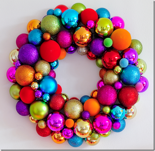colorful glass ornament holiday wreath