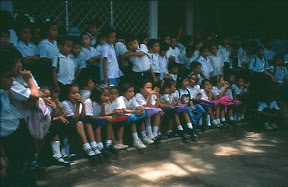 All lined up waiting for an ‘acto’ at the school, 1997