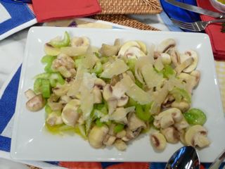 Mushroom and celery salad from Ciao Italia Five ingredient Favorites by Mary Ann Esposito. St Martins Press, NY