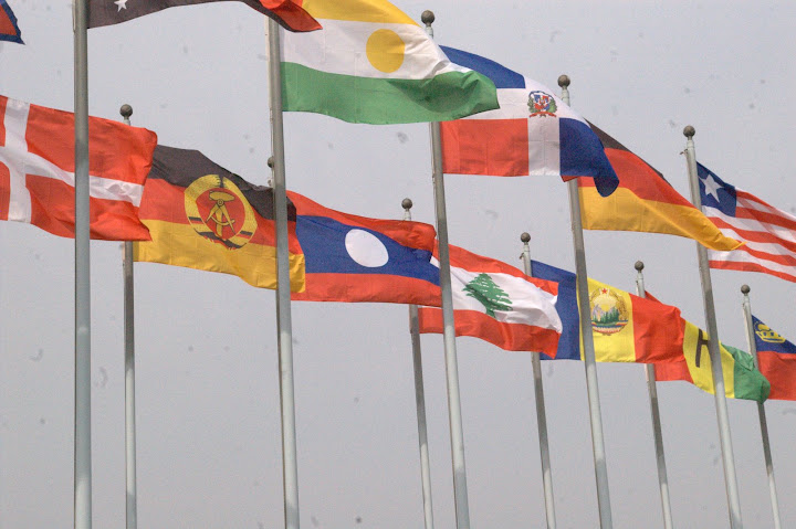 Unvereint in alle Ewigkeit? West- und ostdeutsche Flagge in Seoul