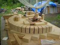 The staging gazebo, oven in the background.