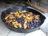 Blueberry and peach cobbler, pre-cobbler.
