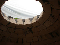 One of the last views through the top of the dome before it is closed.