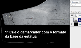 Demarcador para a base da estátua