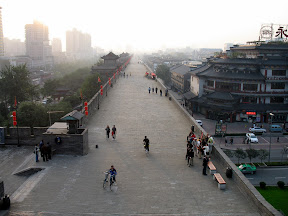 A view of the Xi'an Old City Wall from a building on it