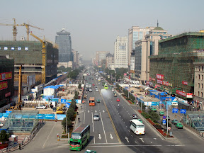 View of street in Xi'an from Bell Tower