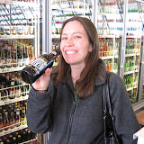 Katie with her pick of the sodas at Pop's soda shop.