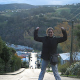 Katie after hiking the world's steepest street