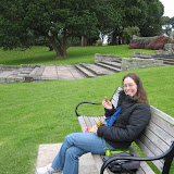 Katie enjoying delicious “Griffin's” cookie after our walk up to One Tree Hill
