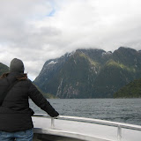 Katie tries to capture the grandeur of Milford Sound