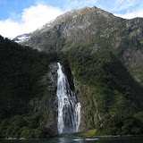 One of the many waterfalls at Milford Sound