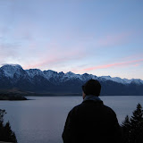 Dan enjoys watching the sun rise while at our hotel in Queenstown.