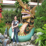 With a dragon outside the Burmese Buddhist Temple.