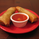 We made our own egg rolls for our anniversary.