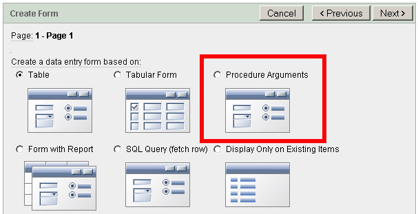 create form from procedure