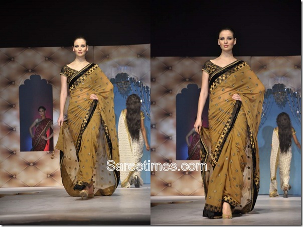 Umair Zafar_Mustard_Designer_Saree