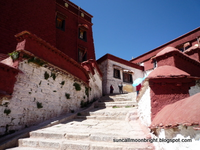Towards main hall of Ganden Monastery
