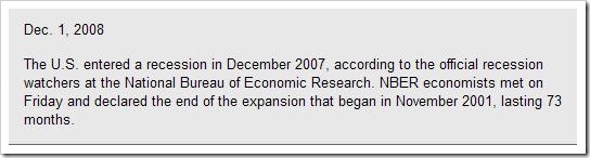 Blog - America in recessione da dicembre 2007