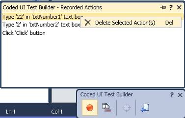 Delete Recorded Actions  - Coded UI Test