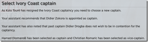 Ivory Coast captain change