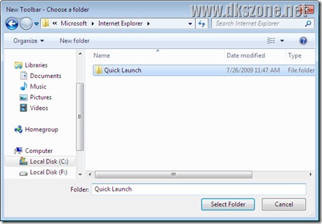 quick launch folder