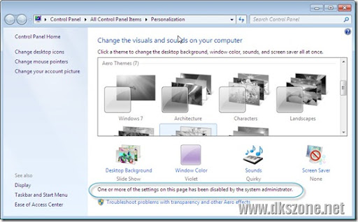 How to Prevent Changing Theme in Windows 7?