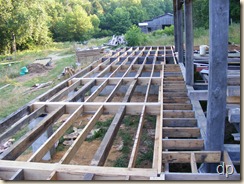 floor framing on front of house