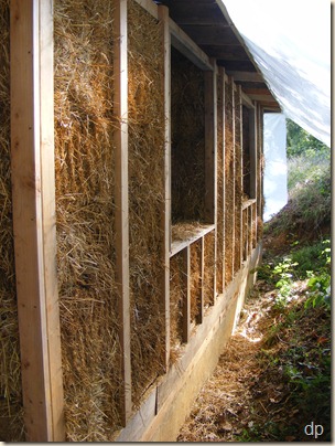 Straw bale wall from the outside