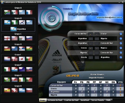Fixture Mundial Sudafrica 2010 – Lleva el Control del Mundial en tu PC