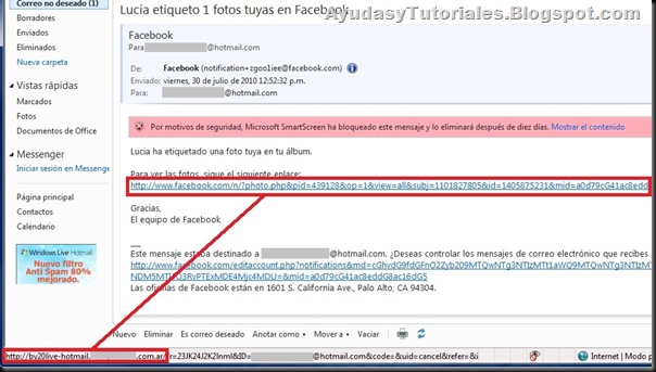 Mail Phishing de Facebook - AyudasyTutoriales
