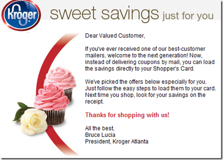 How do you get kroger coupons in the mail