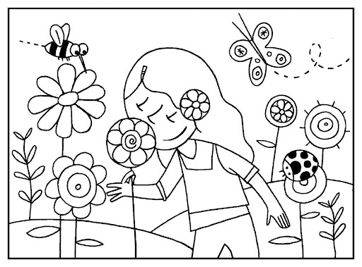 paisajes primaverales para colorear