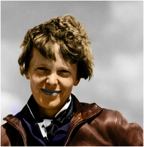 amelia earhart colorized face
