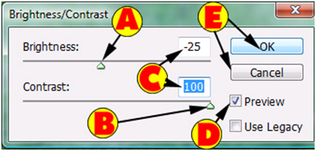 Brightness/Contrast Dialog Box