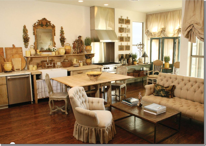 Antique French Living Top Ten Design Elements Another New Kitchen Made To Look Old All The Cabinets Were Removed And Replaced With Antique Consoles Dressers This Is By Houstonian Interior