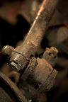 Worn out parts of the front suspension.