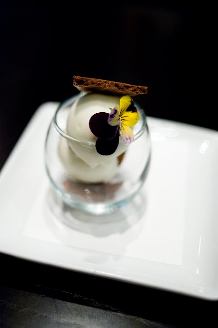 Dehydrated chocolate mousse & mint milk sorbet Dehydrated chocolate mousse & mint milk sorbet