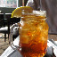 Sweet tea in a mason jar. Patten was pleased.