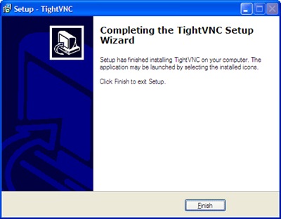 TightVNC Setup Wizard - Completing the Setup