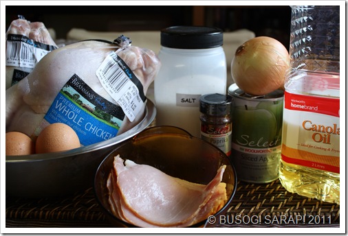 ROASTED CHICKEN WITH BACON, APPLE & ONION INGREDIENTS© BUSOG! SARAP! 2011