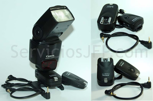 Control remoto Hahnel Combi TF y Flash Trigger (disparador) montado con el flash Canon 430