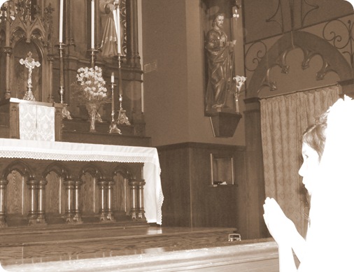 sparkles praying in church 