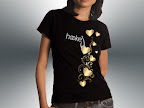 Ladies Black T - Gold Hearts
