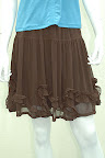 Wavy tiered chiffon knee length skirt (Brown)