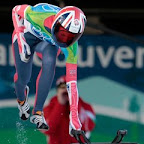 Amy Williams of Great Britain competes during the women's skeleton competition at the Vancouver 2010 Olympics in Whistler, British Columbia, Friday, Feb. 19, 2010. (AP Photo/Elise Amendola)