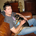 Colin (husband) and Harper (dog)