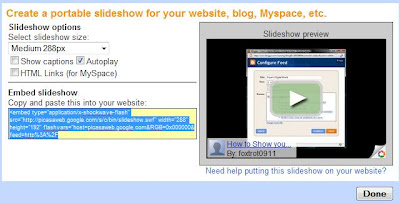 Embed Picasa Slideshow