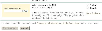 enable Add any gadget by URL in GMail